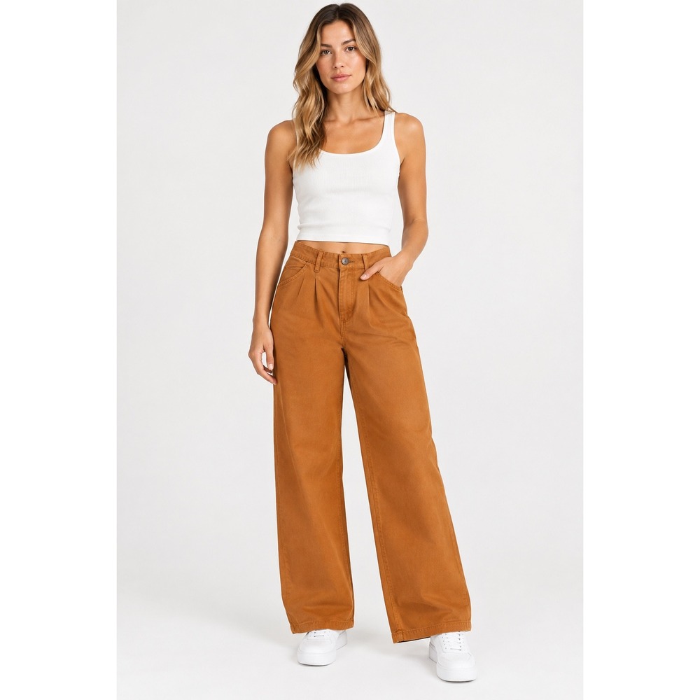 Free People We The Free Pleated Wide Leg Pants Cedar Brown Size 0 NWT